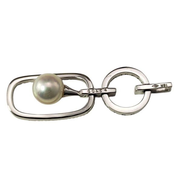 18K White Gold Diamond and Pearl Pendant #20935 - Picture 4 of 7